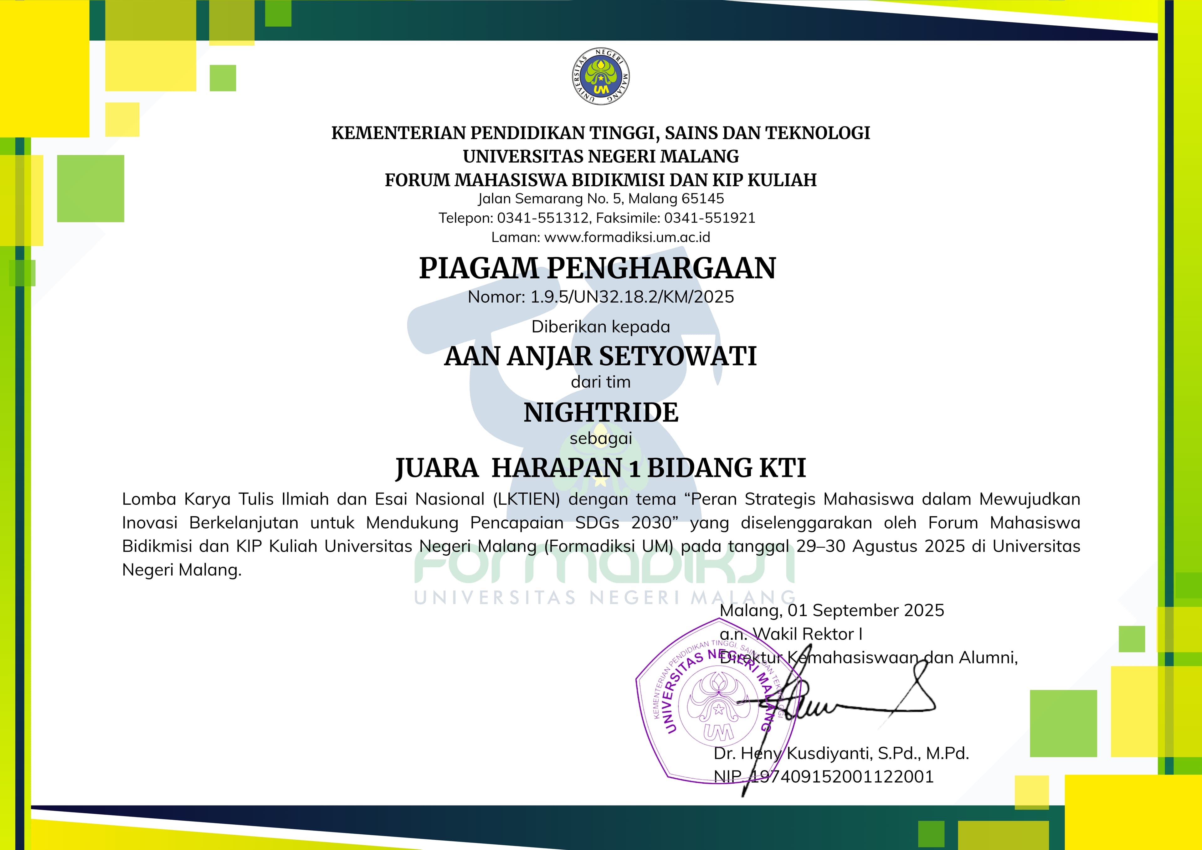 1st Honorable Mention - LKTIEN 2025
