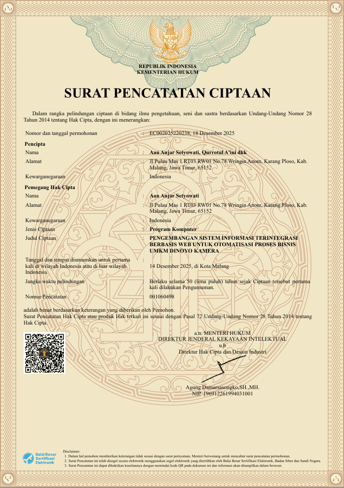 Hak Cipta - Web-Based Integrated Information System