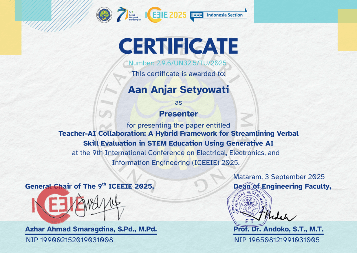 Presenter - 9th International Conference on ICEEIE 2025