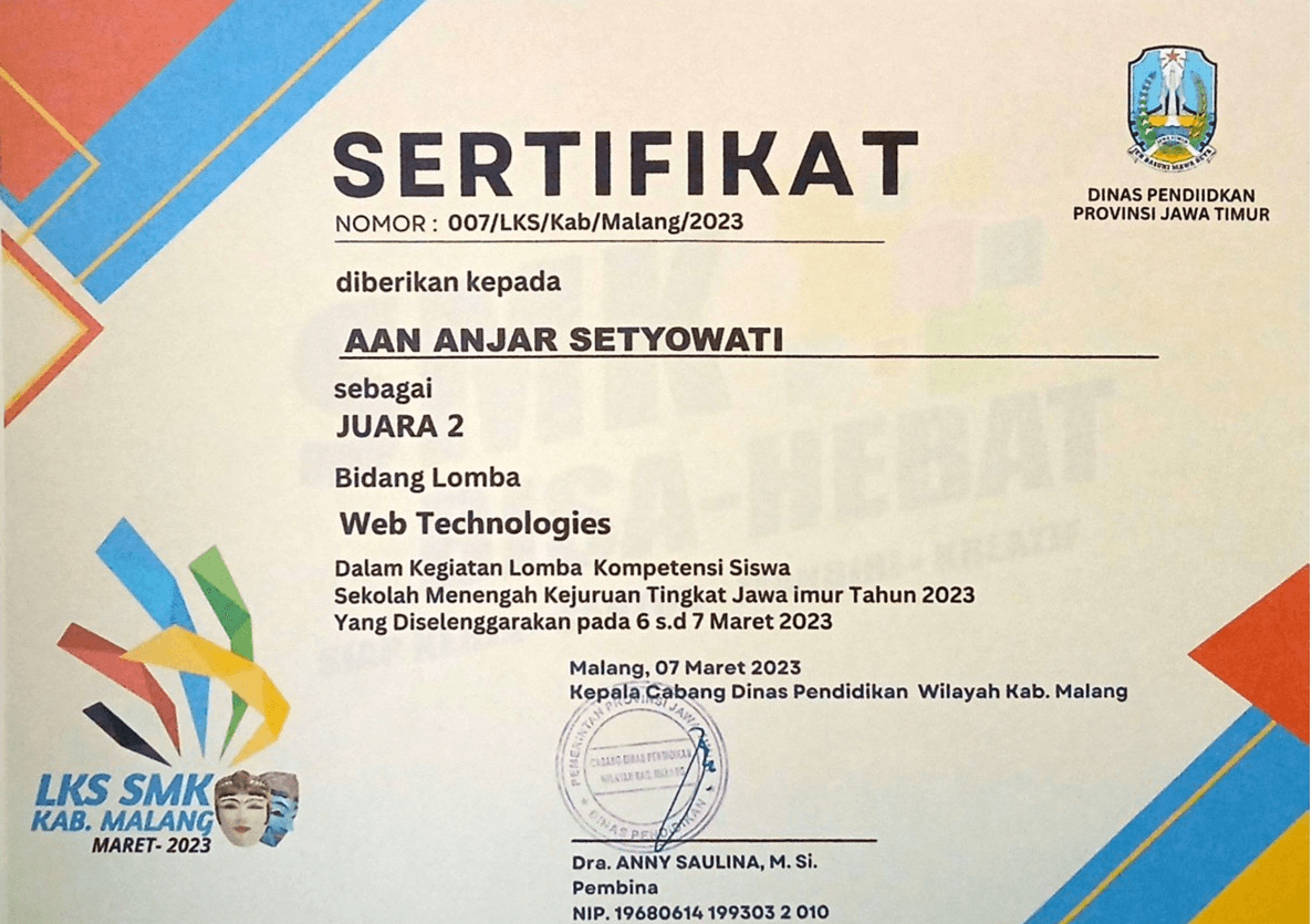 2nd Place - Web Technologies Competition (Kabupaten Malang)