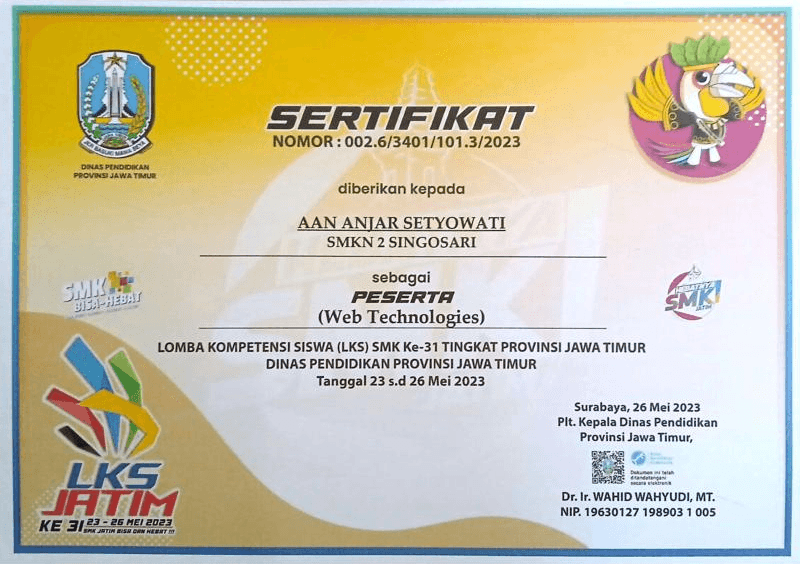 Participant - Web Technologies Competition (East Java Province)