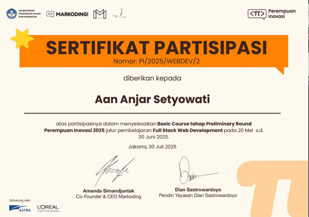 Perempuan Inovasi 2025 - Basic Course Graduate